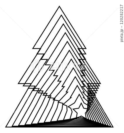 Geometric Christmas Tree Lines Vector Illustration 120282217