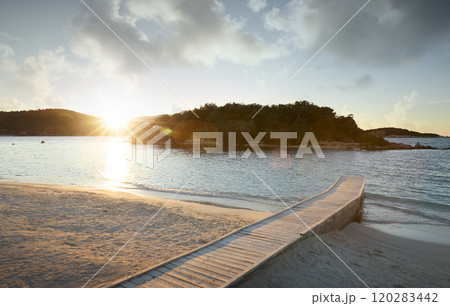 Beach in Ksamil town, Albania 120283442