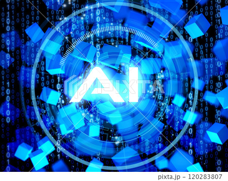 青のサイバーデジタル背景イメージ 青のサイバーデジタル背景イメージ 120283807