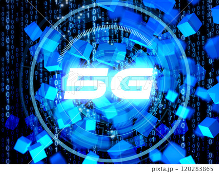 青のサイバーデジタル背景イメージ 120283865
