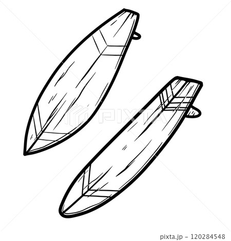Illustration of surfing board. Design element for poster, emblem, banner, sign, t shirt. Vector illustration 120284548
