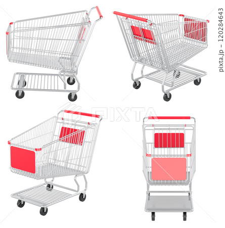 Empty Shopping Carts, side and front views. 3D rendering 120284643