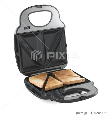 Sandwich maker with slices of fried bread, 3D rendering 120284662