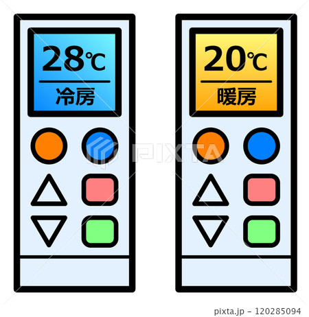 暖房と冷房のエコで節電対策の温度設定イラスト 120285094