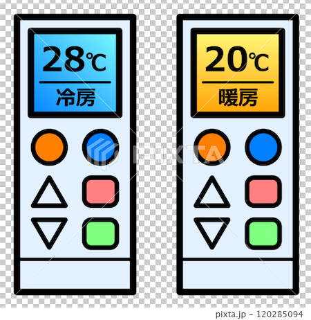 暖房と冷房のエコで節電対策の温度設定イラスト 120285094