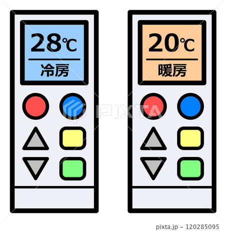 暖房と冷房のエコで節電対策の温度設定イラスト 暖房と冷房のエコで節電対策の温度設定イラスト 120285095