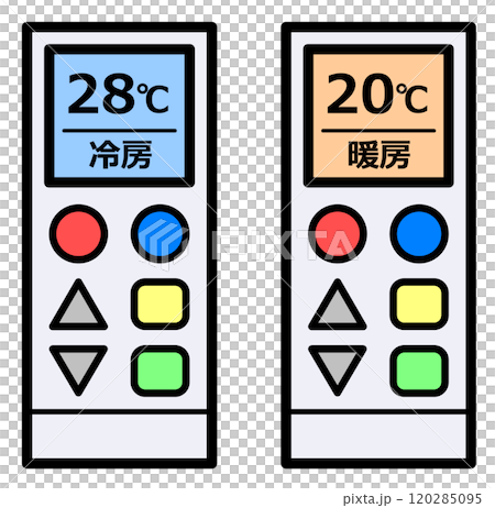 暖房と冷房のエコで節電対策の温度設定イラスト 暖房と冷房のエコで節電対策の温度設定イラスト 120285095