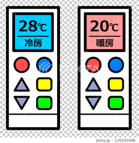 暖房と冷房のエコで節電対策の温度設定イラスト 暖房と冷房のエコで節電対策の温度設定イラスト 120285096