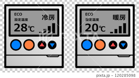 Eco-friendly heating and cooling temperature setting illustrations for energy saving measures Eco-friendly heating and cooling temperature setting illustrations for energy saving measures 120285098