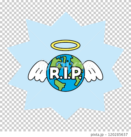 字母 R.I.P. 和帶有天使戒指和翅膀的地球的插圖 120285637
