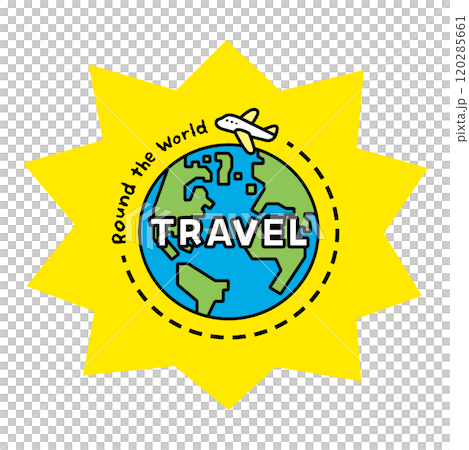 Round the Worldの文字と、飛行機と地球のイラスト Round the Worldの文字と、飛行機と地球のイラスト 120285661