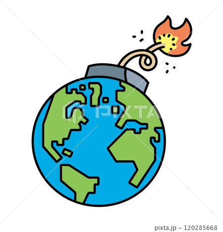 導火線のついた地球のイラスト 導火線のついた地球のイラスト 120285668