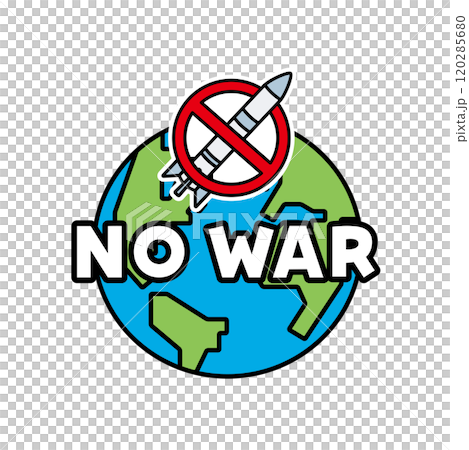 帶有禁止核武符號的地球插圖 120285680