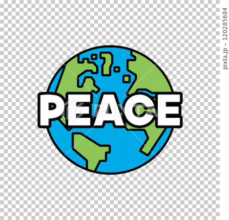 PEACEの文字と、地球のイラスト 120285684