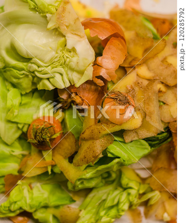 potato cabbage carrot pelting in the kitchen . High quality photo potato cabbage carrot pelting in the kitchen . High quality photo 120285792
