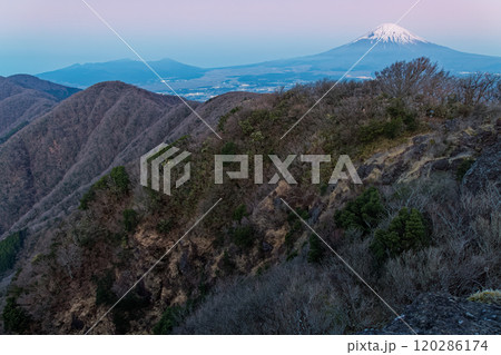 箱根・金時山から夜明けの富士山と愛鷹山 箱根・金時山から夜明けの富士山と愛鷹山 120286174