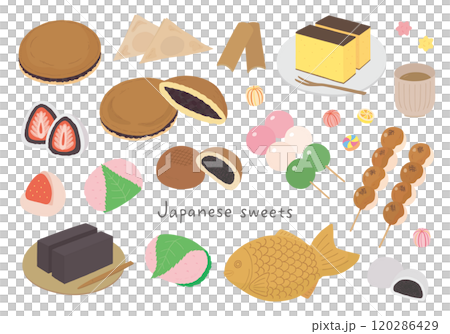 與日本甜點相關的手繪插圖集(彩色/無主線) 與日本甜點相關的手繪插圖集(彩色/無主線) 120286429