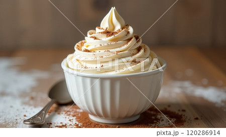 Vegan homemade ice cream in a white bowl 120286914