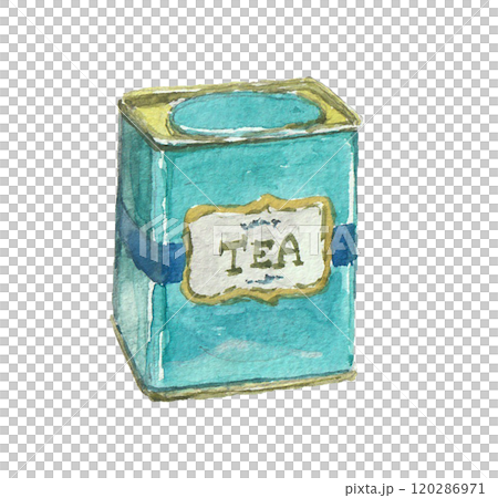 水彩畫的翡翠綠茶罐 120286971