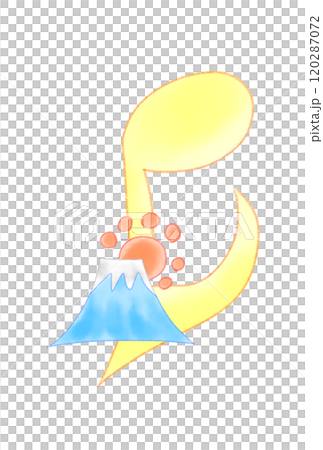 Musical note with Mount Fuji 120287072