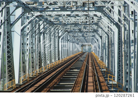 東武日光線からの車窓風景 利根川橋梁 東武日光線からの車窓風景 利根川橋梁 120287261