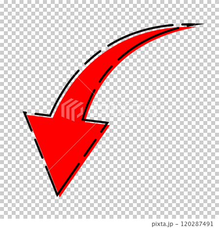 Arrow diagonal downwards image red dashed line stylish Arrow diagonal downwards image red dashed line stylish 120287491