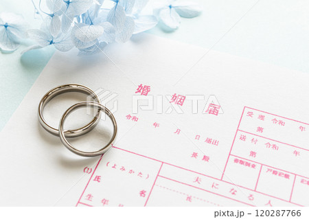 結婚指輪と婚姻届 結婚指輪と婚姻届 120287766