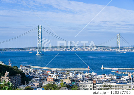 淡路島からの明石海峡大橋 淡路島からの明石海峡大橋 120287796
