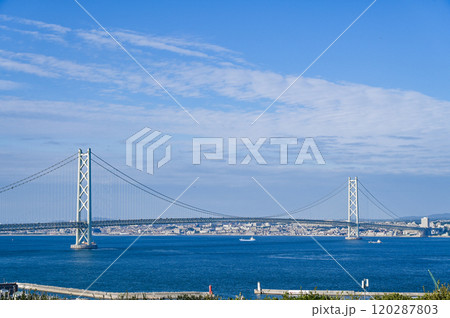 淡路島からの明石海峡大橋 淡路島からの明石海峡大橋 120287803