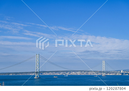 淡路島からの明石海峡大橋 淡路島からの明石海峡大橋 120287804