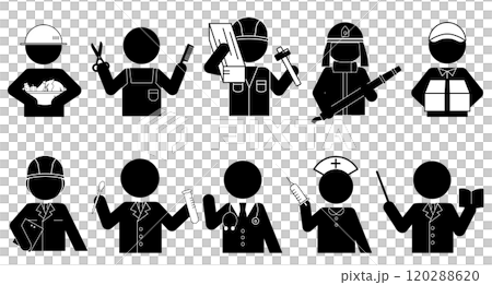 Pictograms representing various occupations 120288620