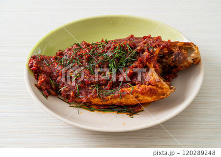 Deep fried fish and chili sauce Deep fried fish and chili sauce 120289248