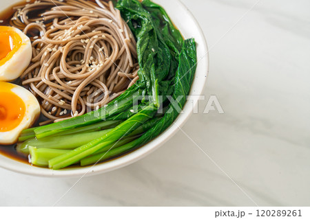 ramen noodles with egg - vegan or vegetarian food style ramen noodles with egg - vegan or vegetarian food style 120289261