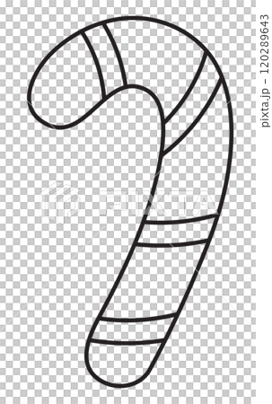 Candy cane outline for Christmas and New Year festive decoration, sweet snack, grocery shopping, supermarket, cafe, winter menu, restaurant, recipe, kid colouring book, art, painting, patch, brooch 120289643