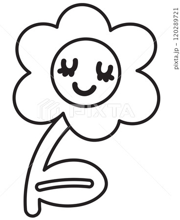 Happy flower outline for kid colouring book, art, painting, nature, garden, floral print, colouring page, tattoo, plants, tree, cute patch, brooch, blossom, spring and summer, cartoon character, comic Happy flower outline for kid colouring book, art, painting, nature, garden, floral print, colouring page, tattoo, plants, tree, cute patch, brooch, blossom, spring and summer, cartoon character, comic 120289721