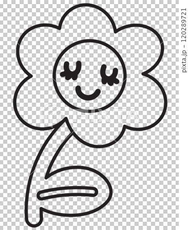 Happy flower outline for kid colouring book, art, painting, nature, garden, floral print, colouring page, tattoo, plants, tree, cute patch, brooch, blossom, spring and summer, cartoon character, comic Happy flower outline for kid colouring book, art, painting, nature, garden, floral print, colouring page, tattoo, plants, tree, cute patch, brooch, blossom, spring and summer, cartoon character, comic 120289721