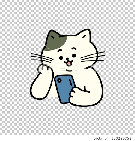 Cat looking at smartphone 120289752