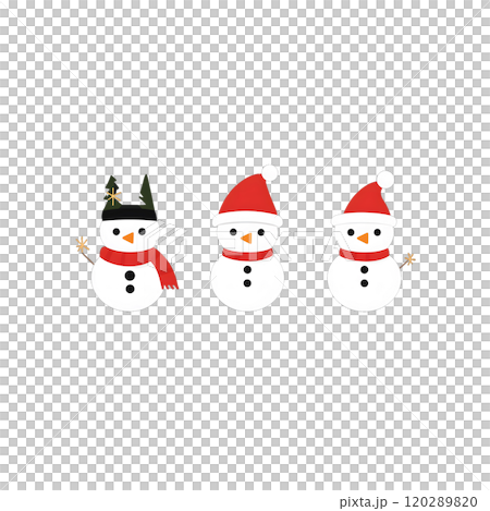 Cute Snowmen with Santa Hats and Scarves - Minimalist Winter Holiday Icons Cute Snowmen with Santa Hats and Scarves - Minimalist Winter Holiday Icons 120289820