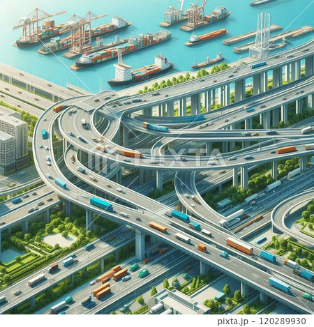 高速道路のある都市風景 120289930