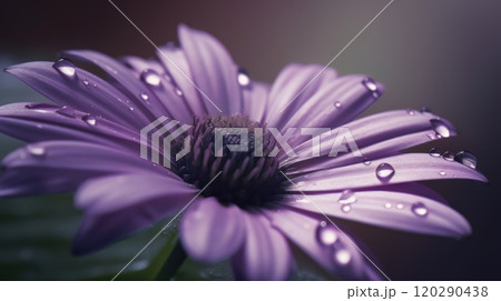 close up of violet flower with drops of water. Generative AI 120290438