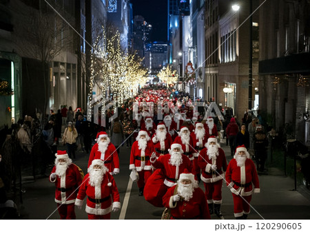 大勢のサンタによる行進イメージ 120290605