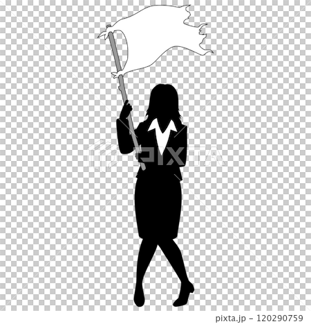 白旗を振る女性ビジネスマン 120290759