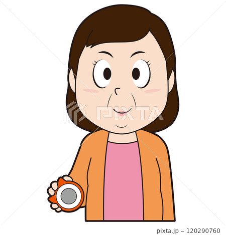 パチンコを打つ中年女性 120290760