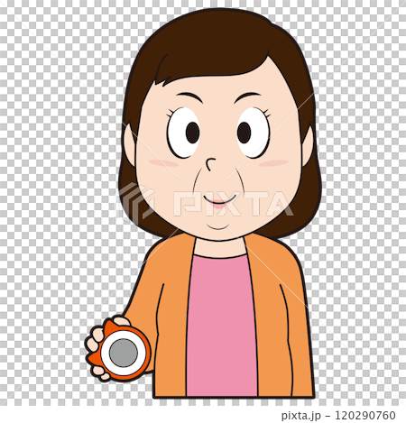 パチンコを打つ中年女性 120290760