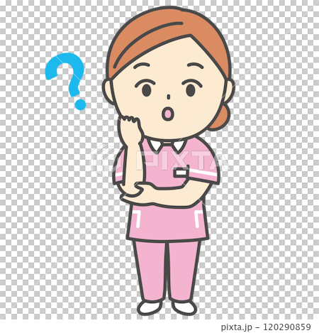 Questioning dental hygienist character illustration icon 120290859