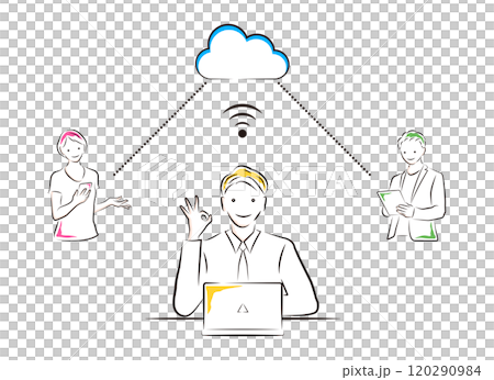 Business people networking and sharing data in the cloud 120290984