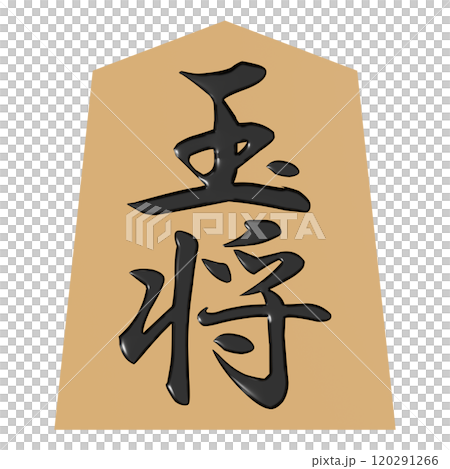 正面から見た将棋の駒の3Dイラスト(玉将) 120291266
