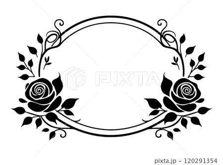 おしゃれな薔薇のフレームのイラスト 透過背景の切り抜き おしゃれな薔薇のフレームのイラスト 透過背景の切り抜き 120291354