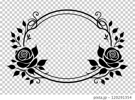 おしゃれな薔薇のフレームのイラスト 透過背景の切り抜き おしゃれな薔薇のフレームのイラスト 透過背景の切り抜き 120291354