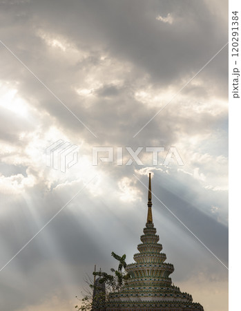 Thai architecture of The Buddhist Temple of Wat Phra Chettuphon Wimon Mangkhalaram Ratchaworamahawihan. 120291384